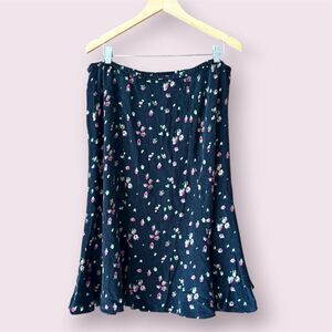 JONES NEW YORK Y2K Silk Pink Rosebud Floral A-Line Midi Skirt